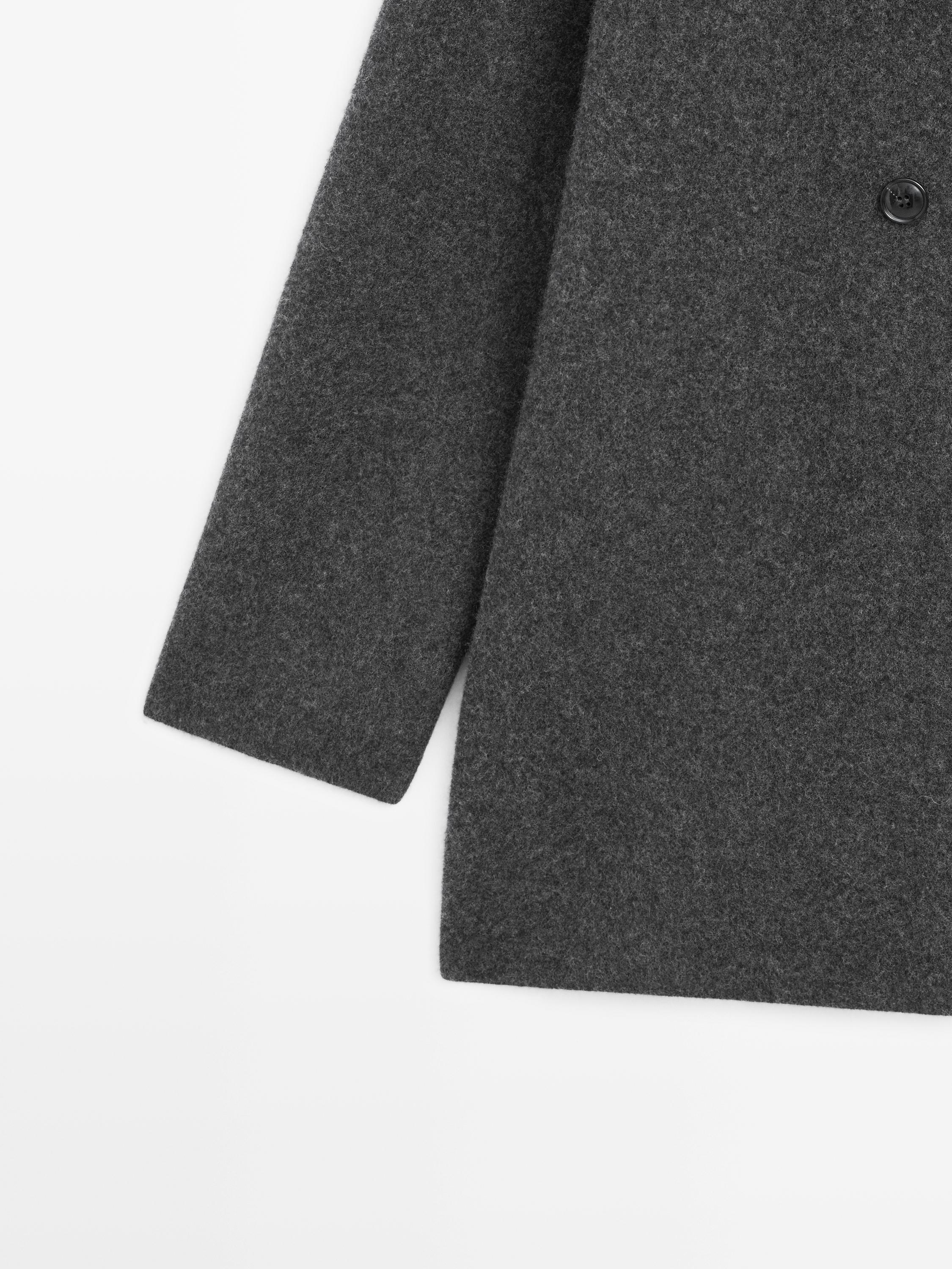 100% wool double-breasted mid-length coat